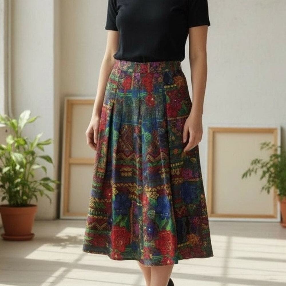 Geiger The Original Austria Size 36 US 4 Wool Blend Abstract Pleated Skirt